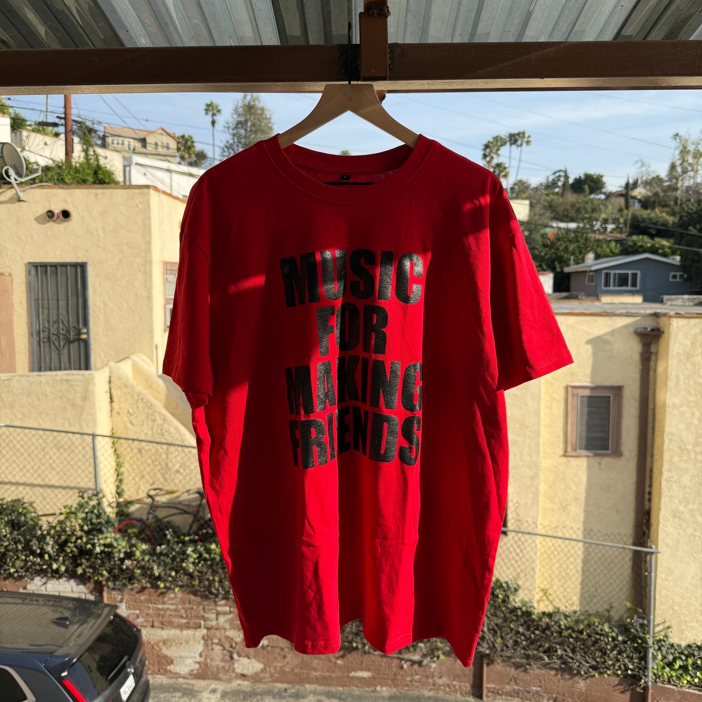 Music For Making Friends Red Oversized T-Shirt